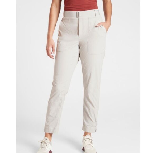 Pants - Athleta Trekkie Belted Pant, Birch Grey, Size 16 Regular